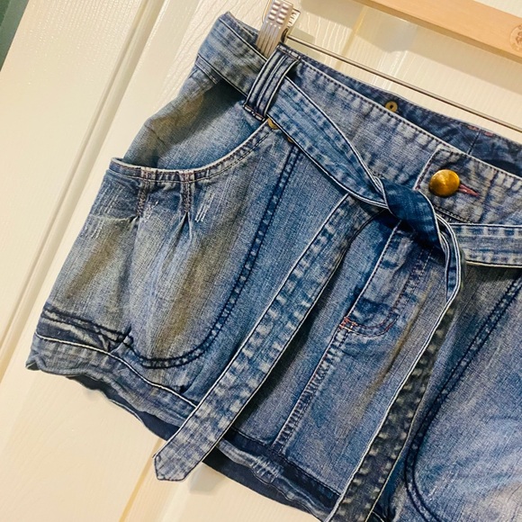 EUC Armani Exchange Denim Mini Skirt w/ Attached Belt - Picture 9 of 16